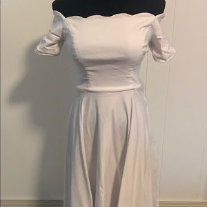 White tight to flare dress